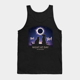 Cat and Dog Watching Solar Eclipse April 8 2024 Tank Top